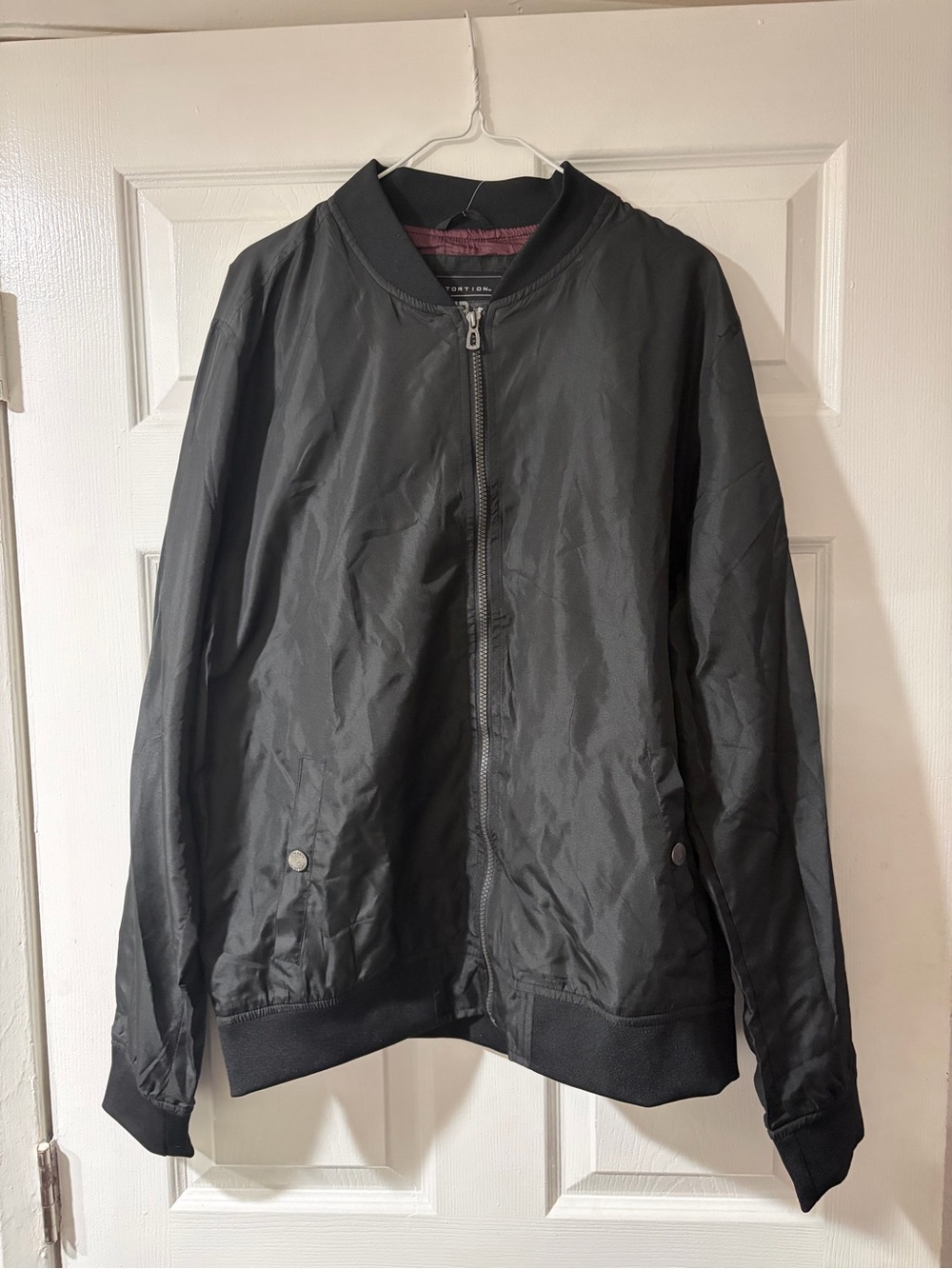 Men's Black Bomber Jacket with Zip Front